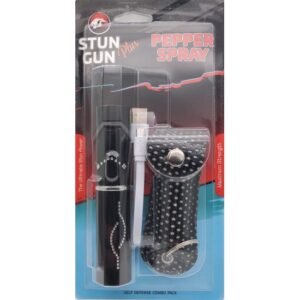 Cheetah Black Lipstick Stun Gun & Pepper Spray Combo Blister Pack