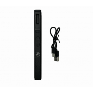Black Pen Style Flashlight Stun Gun with LED Light and Pocket Clip